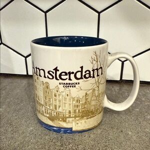 Starbucks Amsterdam Mug - White and Blue with Cityscape